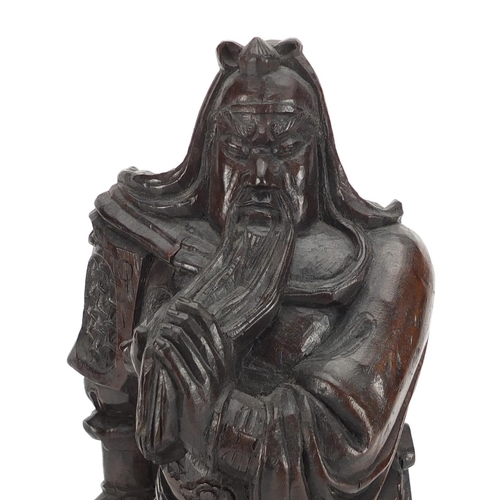 140 - Chinese root carving of a warrior, 34cm high