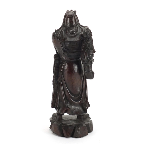 140 - Chinese root carving of a warrior, 34cm high