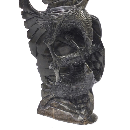 76 - Large stone carving of two eagles, 76cm high