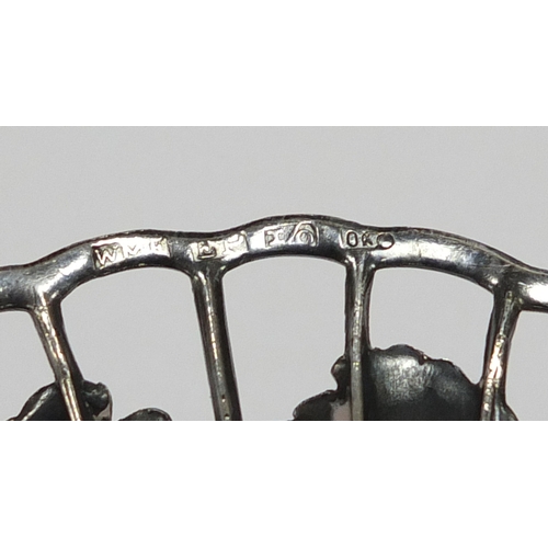 165 - Art Nouveau pewter swing handle basket by WMF, decorated with leaves, 17cm wide