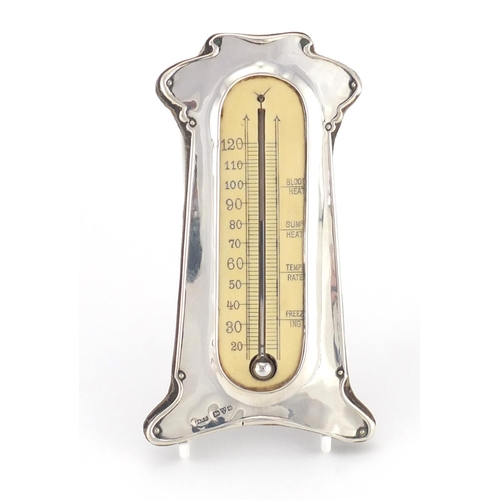 793 - Art Nouveau silver desk barometer by J & R Griffin Chester 1905, 15cm high