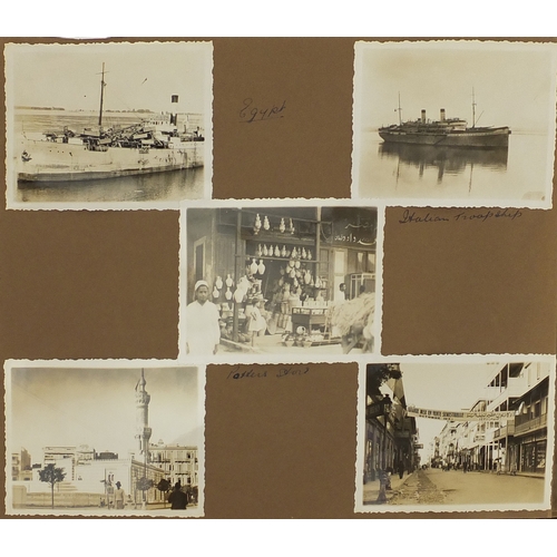 195 - Naval interest black and white photograph album relating to HMS Sussex including photographs of Ceyl... 