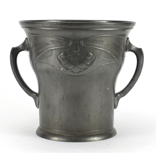 265 - German Art Nouveau pewter ice bucket with twin handles by Gerhard & Co, impressed marks and numbered... 