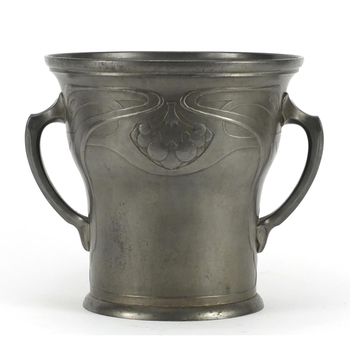 265 - German Art Nouveau pewter ice bucket with twin handles by Gerhard & Co, impressed marks and numbered... 