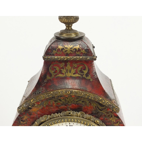2207 - 19th century French boulle clock with enamel dial and Roman numerals, the movement numbered 48 180, ... 
