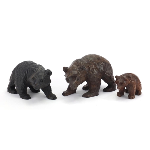 160 - Three carved Black Forest bears, the largest 20cm in length