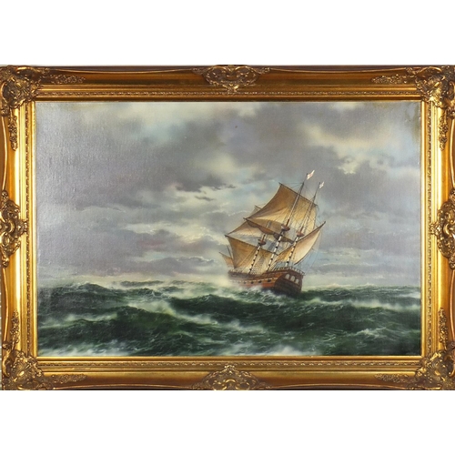 151 - Attributed to Graham Hedges - Seascape on canvas, framed with Robert King receipt and valuation of £... 