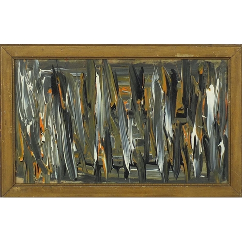 444 - Abstract composition, oil, framed, 36.5cm x 21.5cm