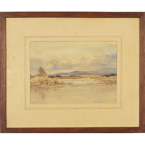450 - Dorothy Brown - Two watercolours, stream through woodland and marshland, each mounted and framed, th... 