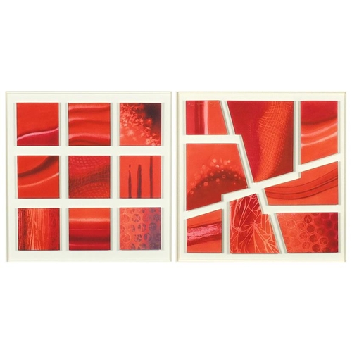109 - Nancy Wood - Two contemporary abstract pictures, limited edition 17 and 186/195, each 40cm x 40cm
