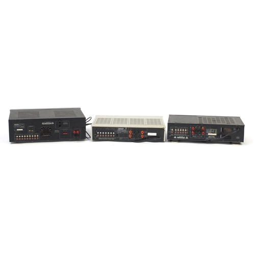 102 - Three amplifiers comprising TEAC A-R600, Denon PMA-100M and Technics SU-V3