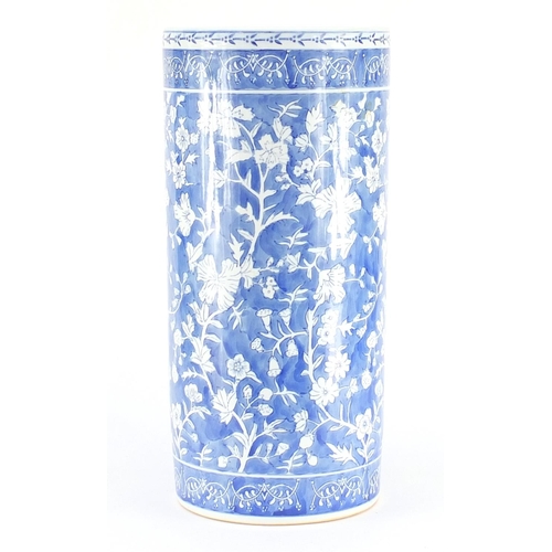 61 - Chinese blue and white porcelain stick stand, 47cm high