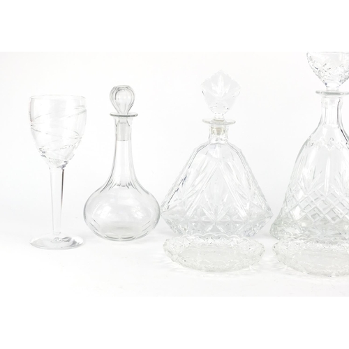 216 - Glassware including a Thomas Webb decanter and a pair of Waterford crystal Jasper Conran glasses, th... 