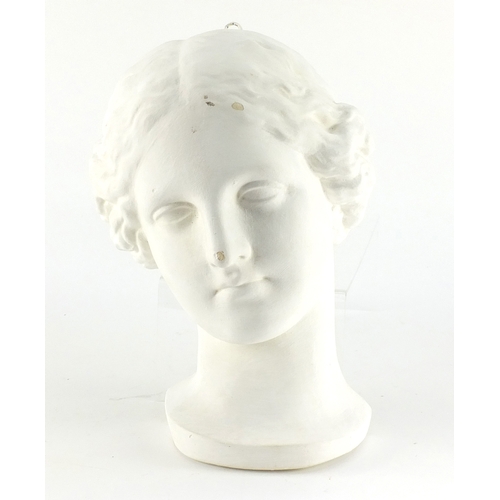 156 - Plaster wall hanging bust of a young maiden, 30cm high