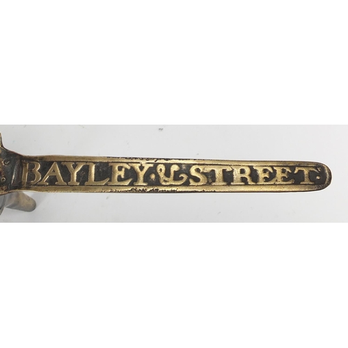 296 - Antique brass skillet by Bayley & Street, 37cm in length