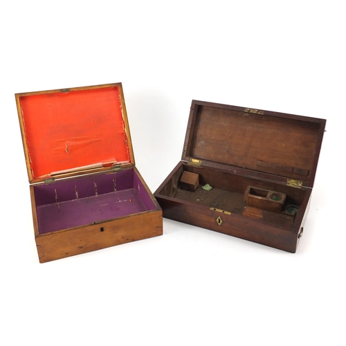 463 - Two Victorian boxes for scientific instruments, the largest 35.5cm wide