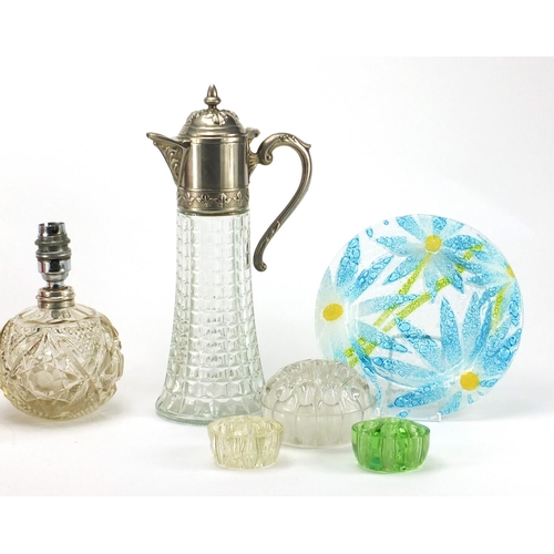 226 - Glassware including a pair of Victorian globular cut glass table lamps and paperweights