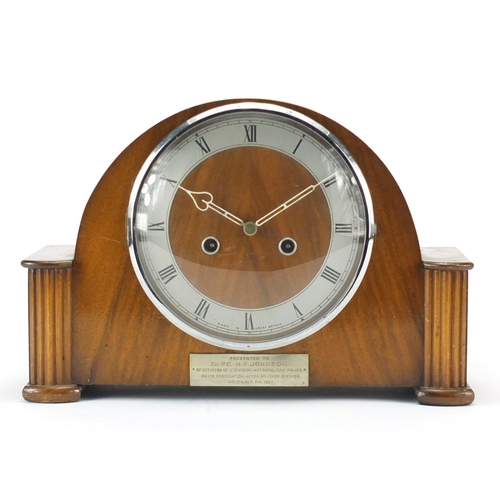 493 - Art Deco Smiths striking mantel clock, 34cm wide