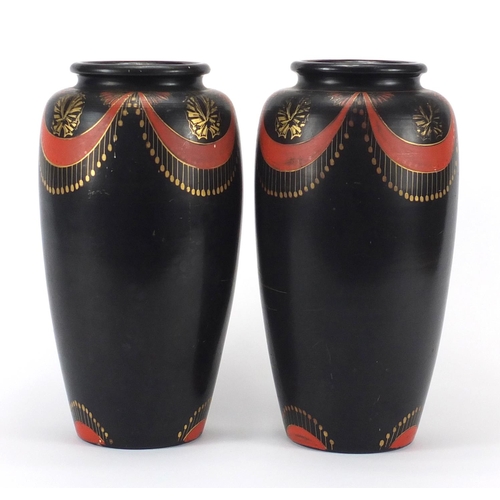 438 - Pair of Chinoiserie pottery vases, 31cm high