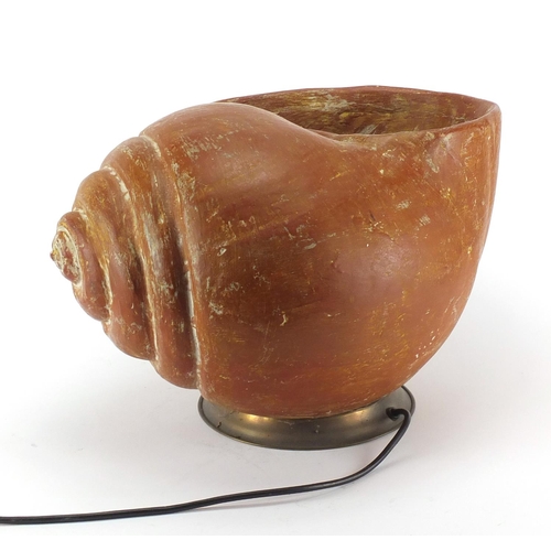 467 - Large terracotta shell design table lamp, 40cm in length