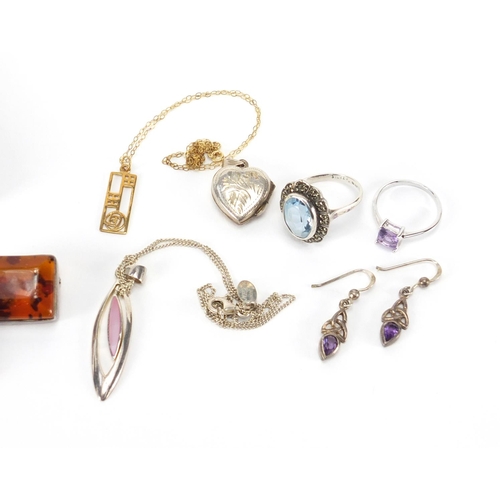 644 - Mostly silver jewellery and a 9ct gold necklace, including earrings
