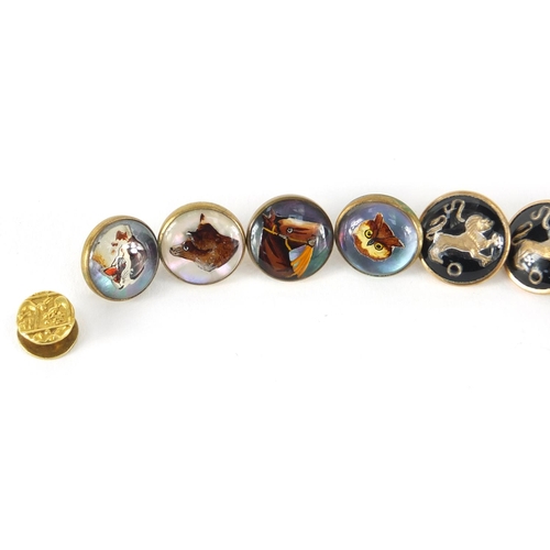 629 - Antique and later buttons including Essex Crystal and enamel