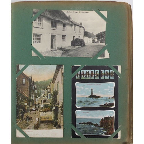 798 - Album of postcards including Lands End, Plymouth, Clovelly, Somerset and The Cheddar Caves