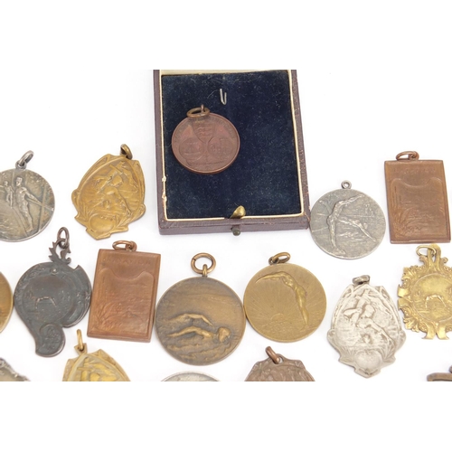 755 - WITHDRAWN Collection of early 20th century swimming medals