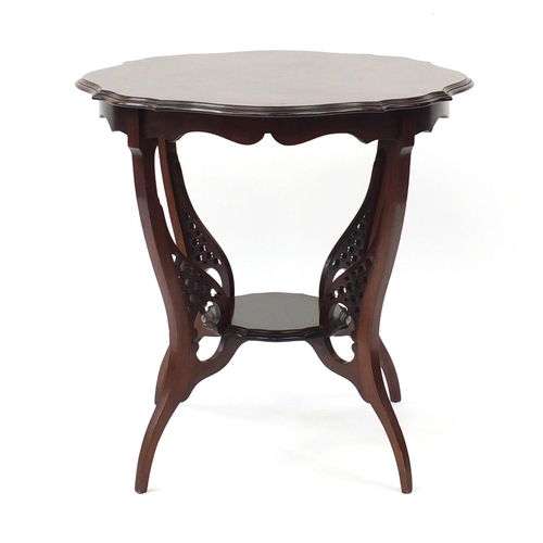 58 - Edwardian mahogany occasional table with shaped top and under tier, 67cm high x 68cm in diameter