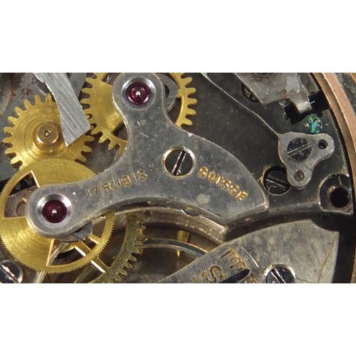 636A - Vintage gold coloured metal Orator chronograph wristwatch, 3.5cm in diameter