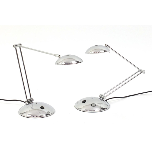 157 - Pair of modern chrome adjustable desk lamps