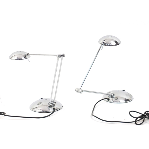 157 - Pair of modern chrome adjustable desk lamps