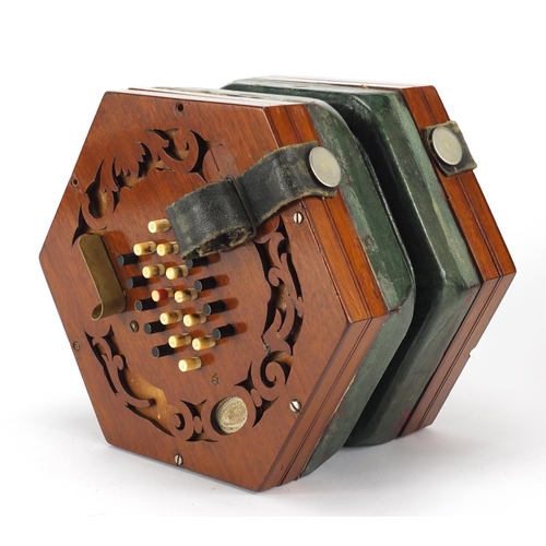 146 - 19th century forty three button Concertina by White Aldagate, London, housed in a wooden  carrying w... 
