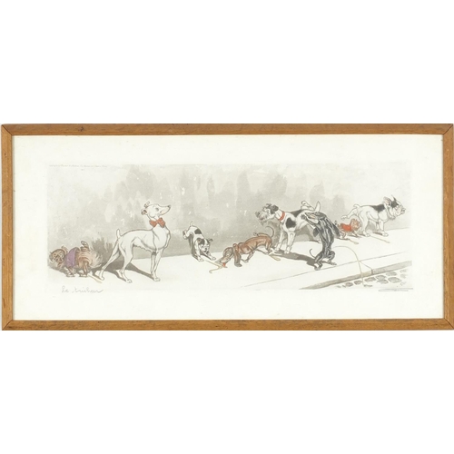 2098 - Boris O'Klein - Dirty Dogs of Paris, pair of pencil signed etchings, mounted and framed, each 44.5cm... 