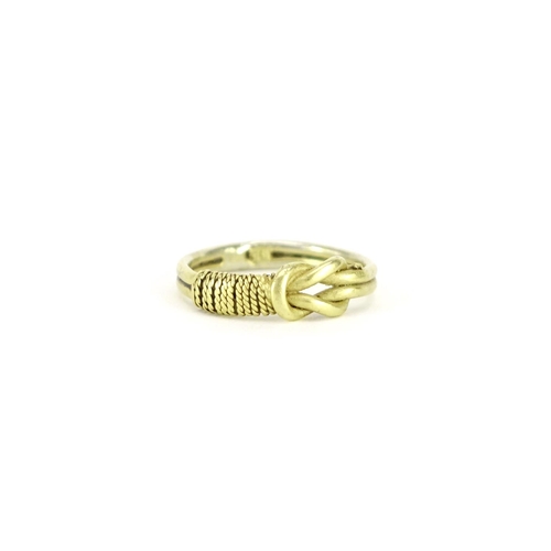 838 - Celtic unmarked gold rope knot ring, size L, 3.2g