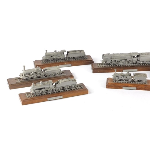 231 - Seven decorative pewter model locomotives including Evening Star, Gladstone and Iron Duke, each with... 
