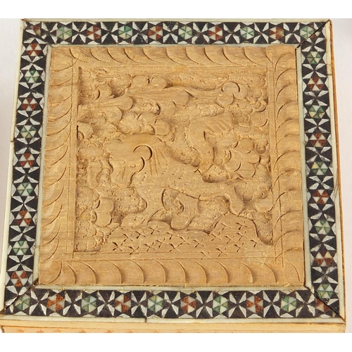 282 - Four Vizagapatam boxes and one other, the largest 27.5cm wide