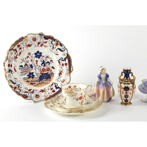 163 - Victorian and later china including Royal Crown Derby Imari vase, Royal Worcester blush ivory potpou... 