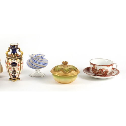 163 - Victorian and later china including Royal Crown Derby Imari vase, Royal Worcester blush ivory potpou... 