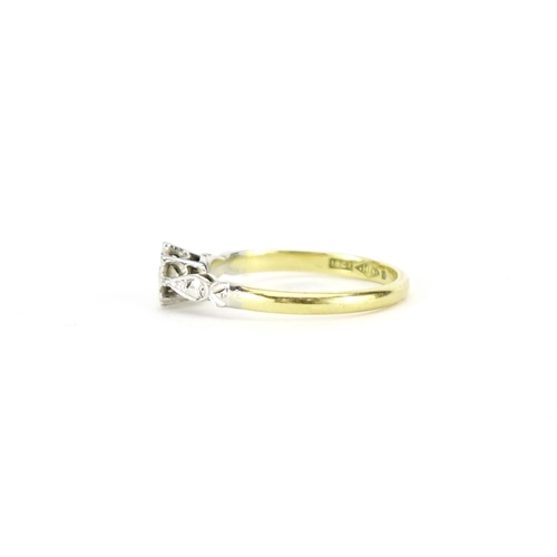 2750 - 18ct gold diamond solitaire ring, size M, 2.1g