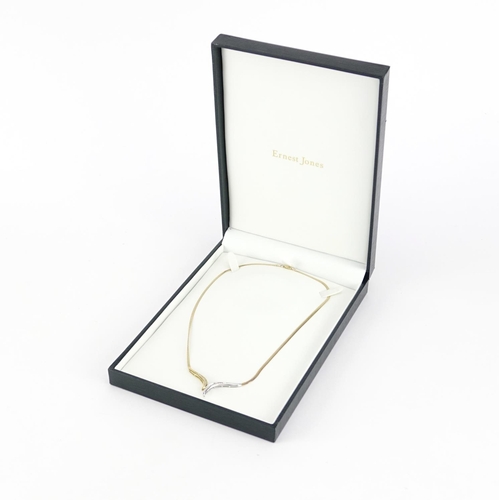 2660 - 9ct two tone gold diamond necklace, 40cm long, 6.6g