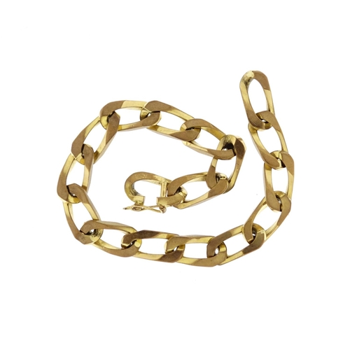 2673 - 9ct gold curb link bracelet, 21cm long, 29.6g