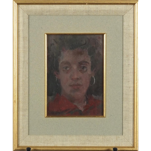 1015 - Thomas John Coates - Golden earrings, head and shoulders portrait, oil on canvas, inscribed Contempo... 