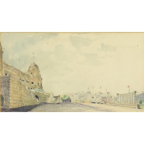 1266 - Alfred Nathaniel Oppenheim - Wembley Stadium, watercolour, signed under the mount, inscribed verso, ... 