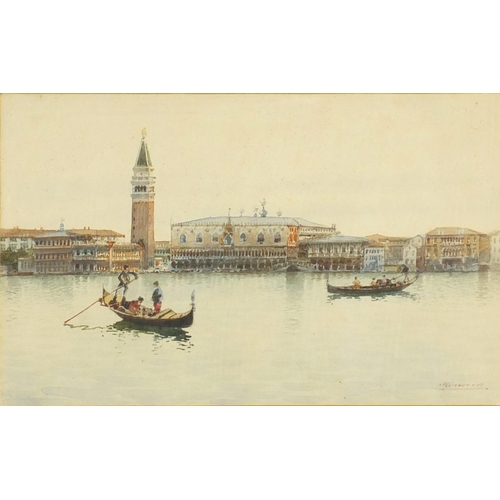 1040 - Andrea Biondetti - St Marks Square Venice, watercolour, mounted and framed, 31cm x 19.5cm