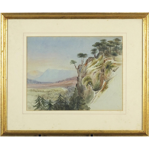 1021 - Herbert Menzies Marshall - Car in a landscape, watercolour indistinctly inscribed in pencil forest o... 