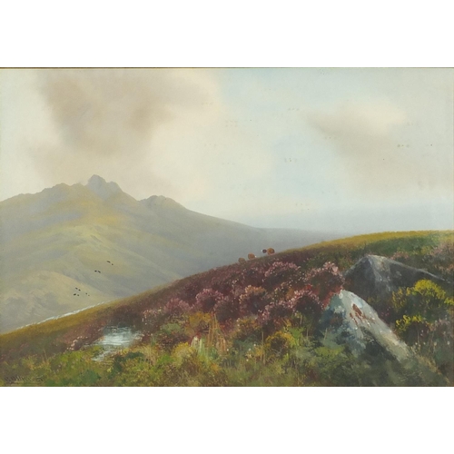 1258 - Reginald Daniel Sherrin - Early Morning on Lydforth Moor Dartmoor, watercolour and gouache, inscribe... 