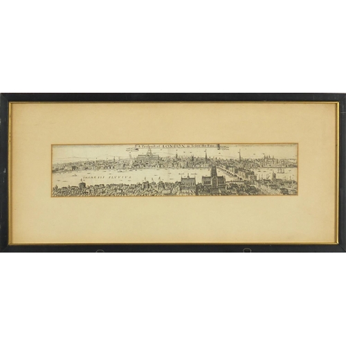 213 - A Prospect of London as Before the Fire, antique black and white etching, mounted and framed, 30.5cm... 