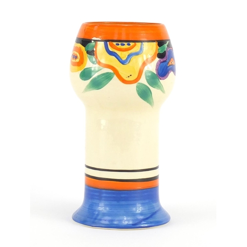 695 - Clarice Cliff Fantasque vase retailed by Lawleys Regent Street, factory marks to the base, 15cm high
