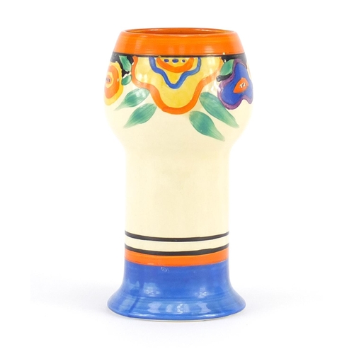 695 - Clarice Cliff Fantasque vase retailed by Lawleys Regent Street, factory marks to the base, 15cm high